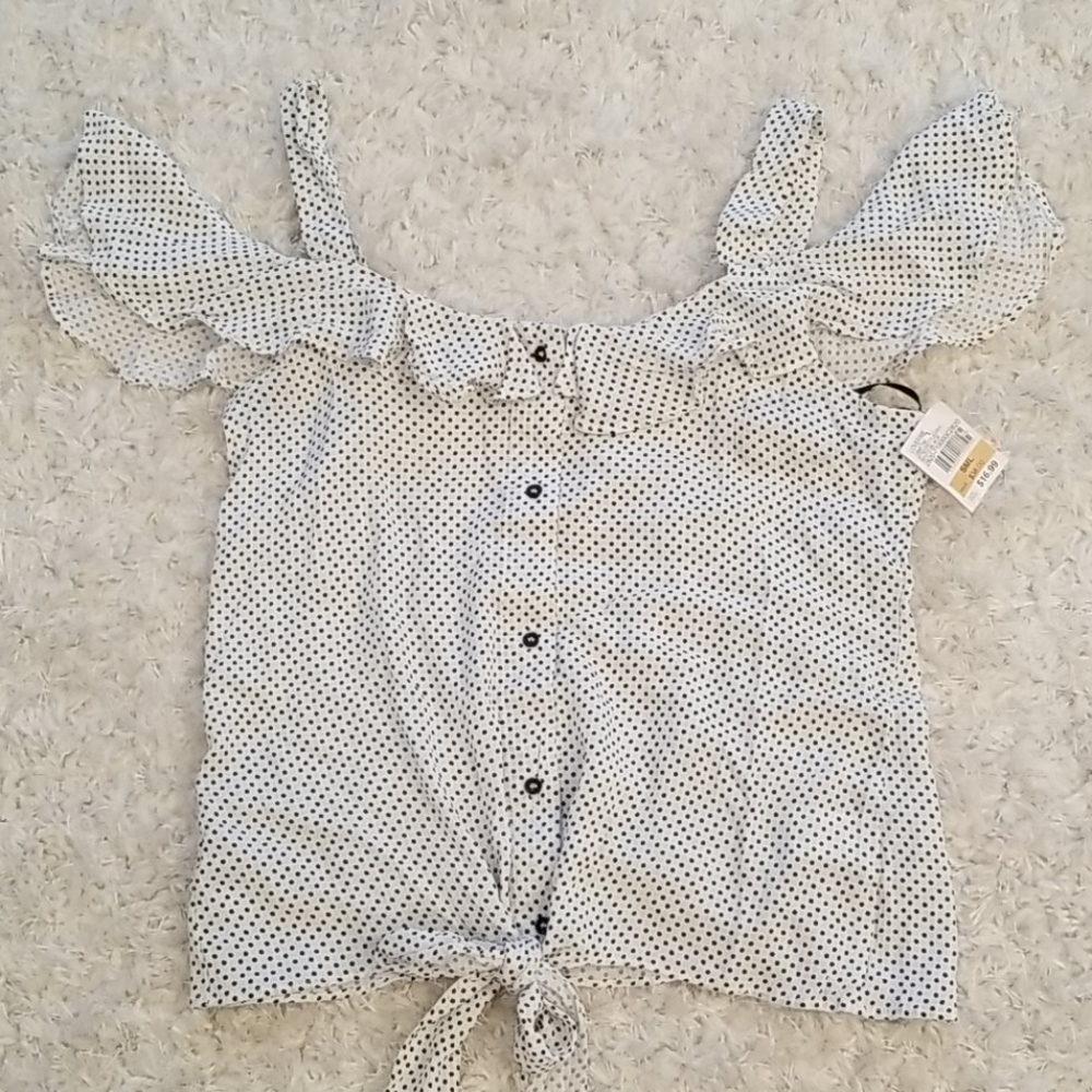 Off Shoulder Ruffle Polka Dot Top